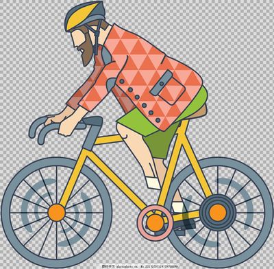 红衣车手骑自行车插画免抠png透明素材图片_装饰图案_设计元素_